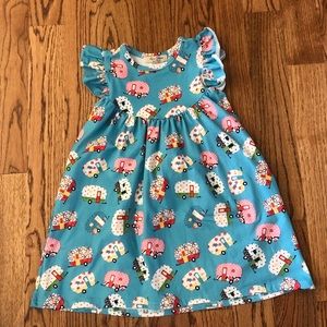 Adorable girls camping print comfy dress!  EUC